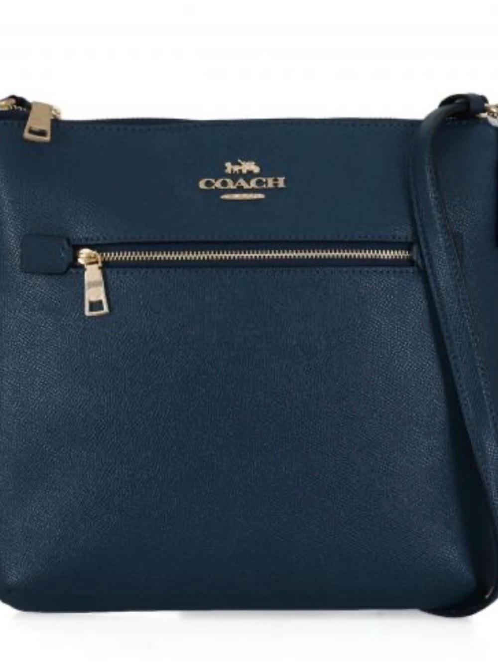 Coach Pebbled Leather Crossbody in Teal Blue with Gold Hardware